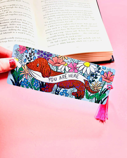 Cute Daschund Holographic Bookmark