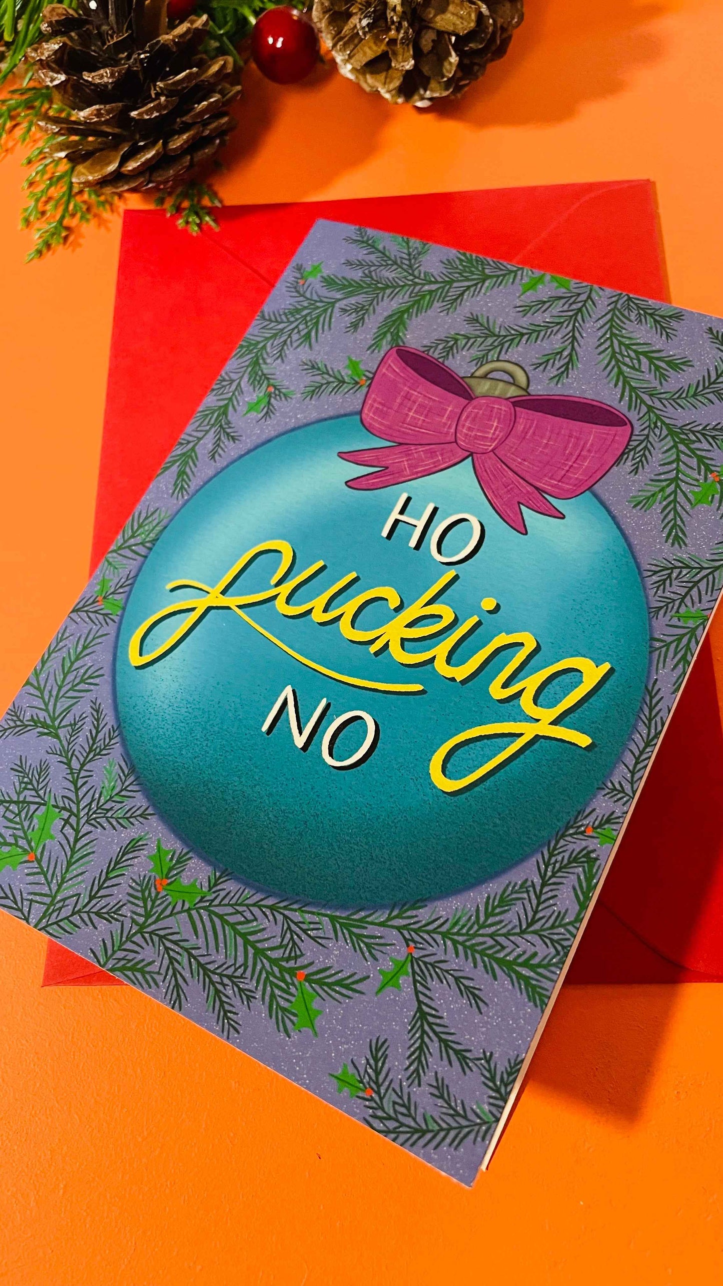 Ho f**ucking No Illustrated sweary Christmas card