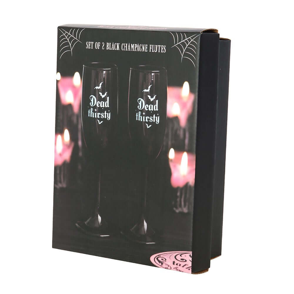 Gothic Gifts Set of 2 Dead Thirsty Champagne Flutes