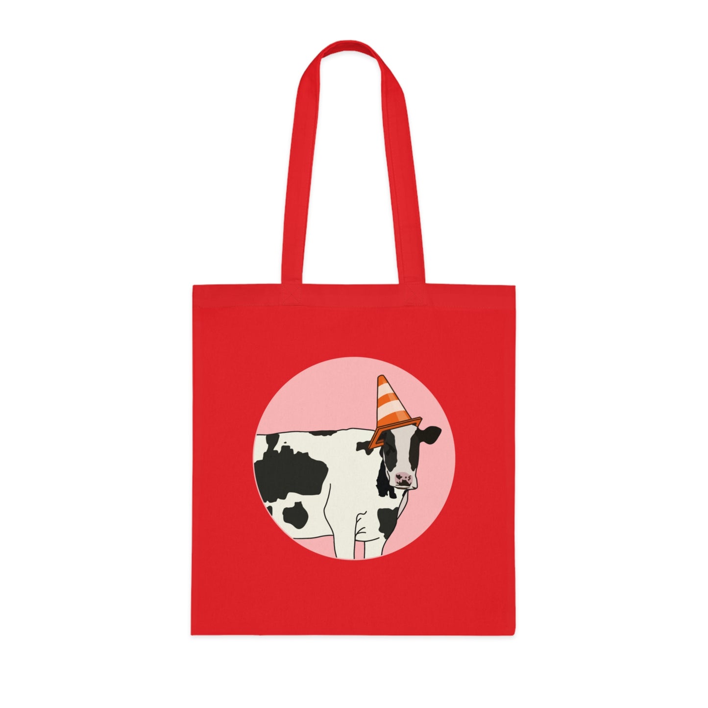 Cow Cotton Tote Bag: Traffic Cone