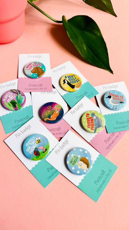 Pigeon Gift Handmade Pin Badge or Magnet- Friend to Pigeons