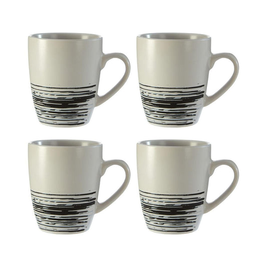 Middag Set Of 4 White And Bark Effect Mugs
