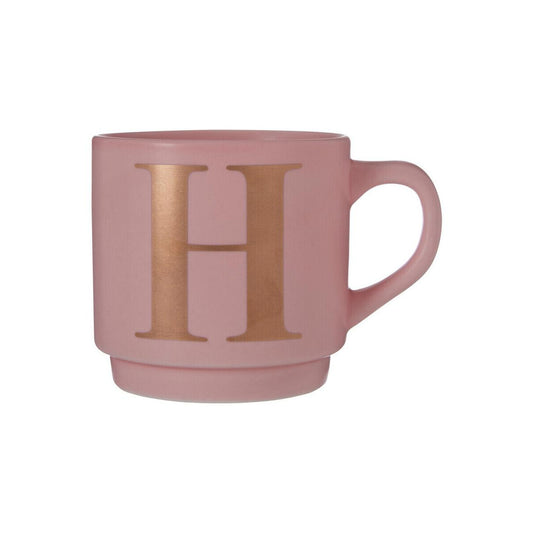 Signet Pink Monogram Mug, H