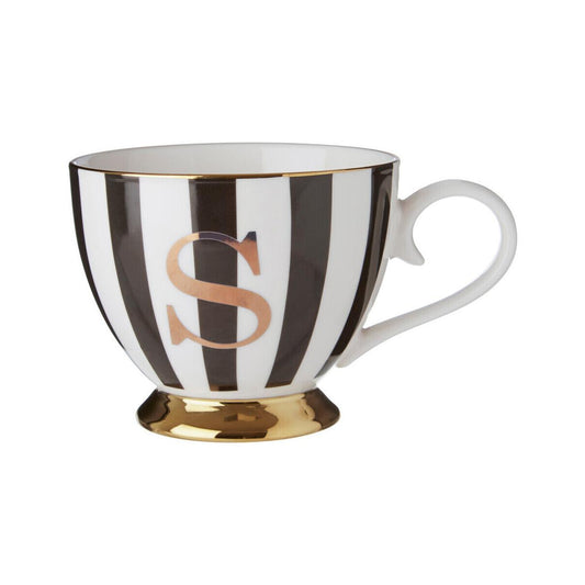 Duchess Black and White Monogram Mug with S