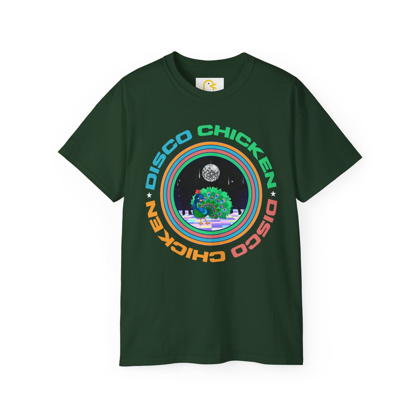 Peacock T-shirt: Disco Chicken