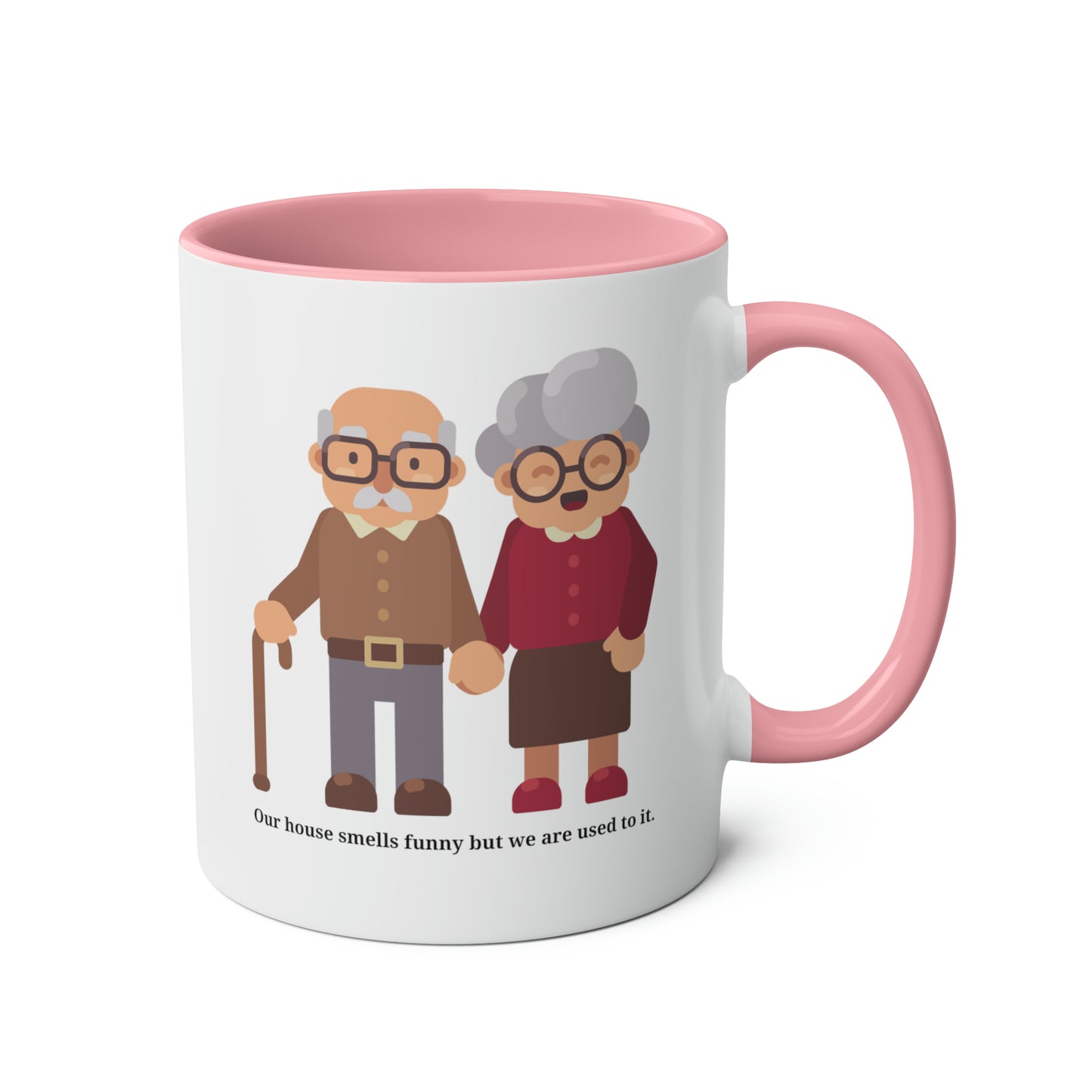 Old Couple Mug: Our house smells funny but we are used to it