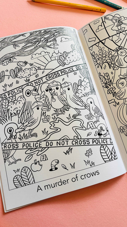 A crown of kingfishers: A collective noun colouring book