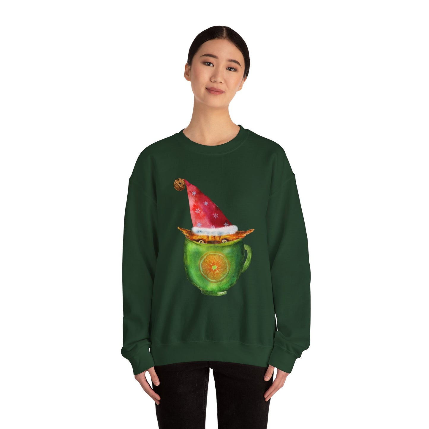 Christmas Sweatshirt: Cat in a Cup