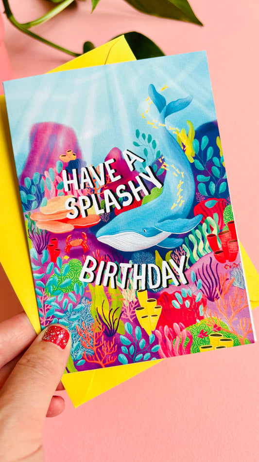 Whale Handmade Birthday Card- Cute Greetings Cards