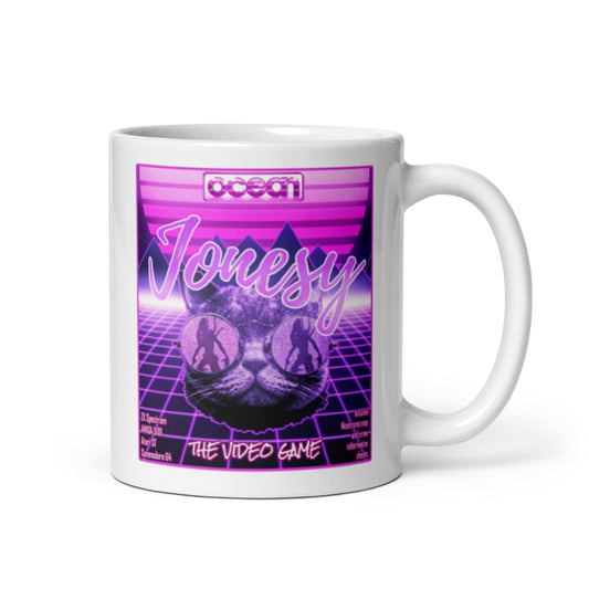 Alien movie style Jonesy White glossy mug