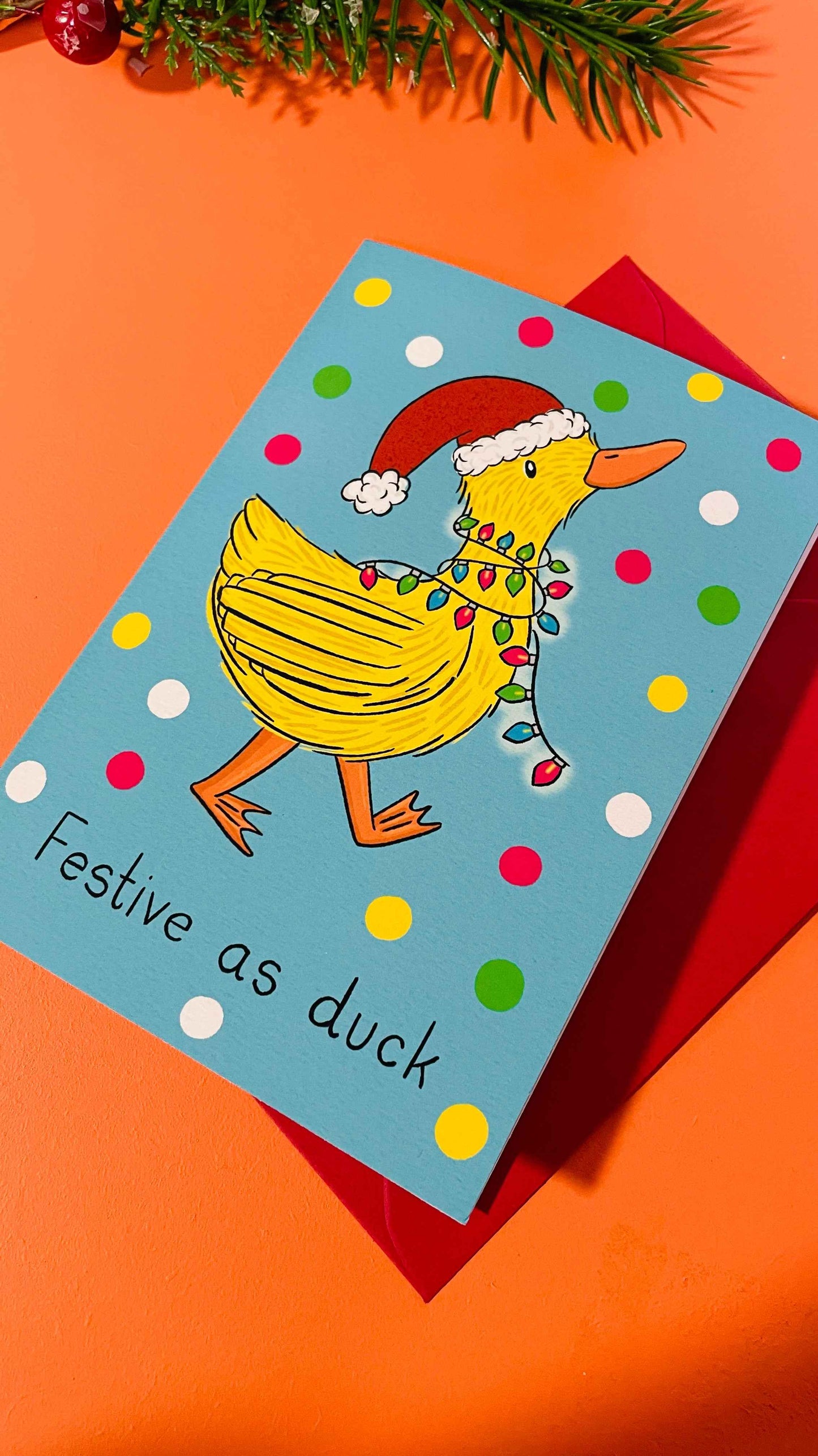 Festive as duck funny illustrated Christmas card