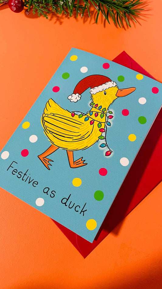 Festive as duck funny illustrated Christmas card