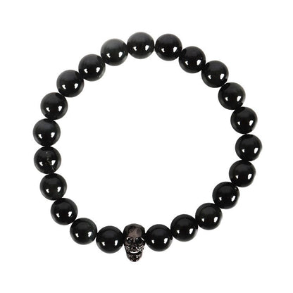 Gothic Gifts Black Obsidian Skull Bracelet