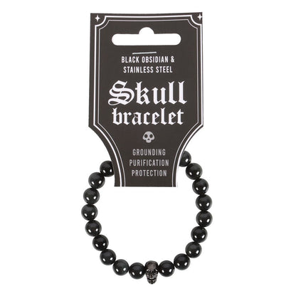 Gothic Gifts Black Obsidian Skull Bracelet