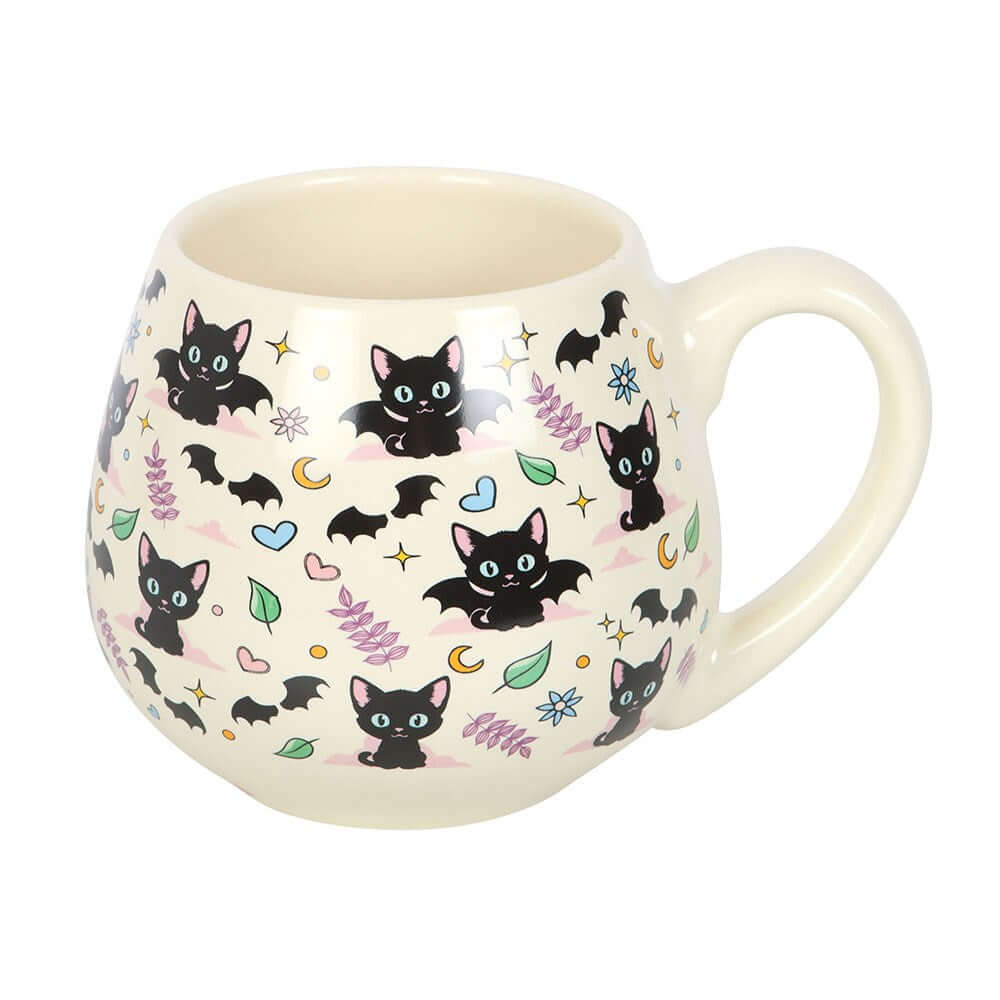 Gothic Gifts Cute and Creepy Cat Print Rounded Mug
