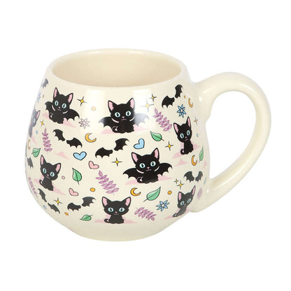 Gothic Gifts Cute and Creepy Cat Print Rounded Mug