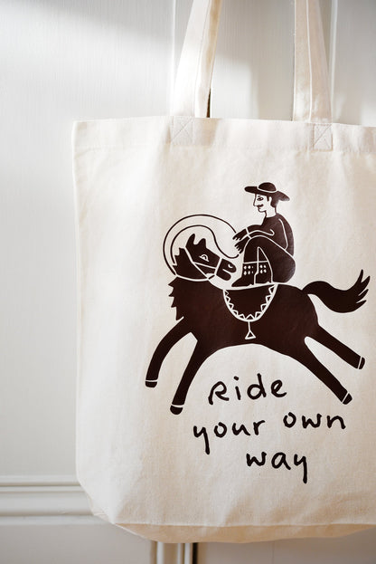 Ride Your Own Way Canvas Shopping Tote Bag - fancy cowboy on a horse
