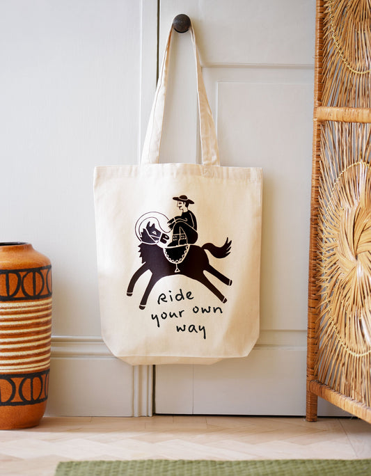 Ride Your Own Way Canvas Shopping Tote Bag - fancy cowboy on a horse