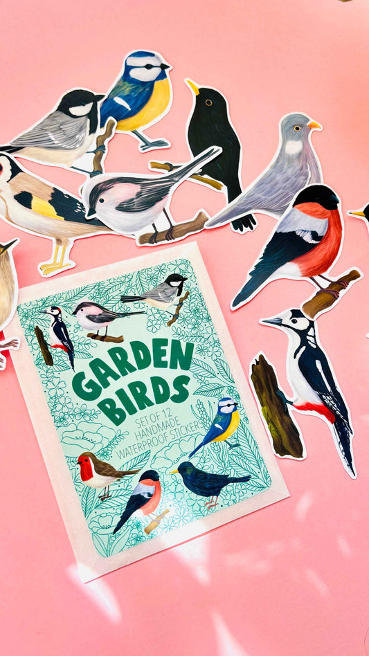 Garden Bird Sticker Gift Set- 7cm Vinyl Waterproof Stickers