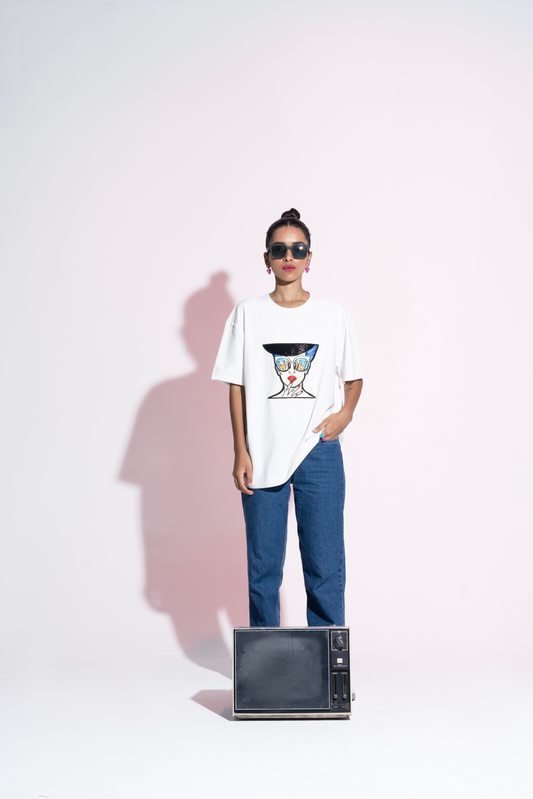 Sahi London Pop Art 417 Hand-Embroidered Women’s Cotton T-Shirt