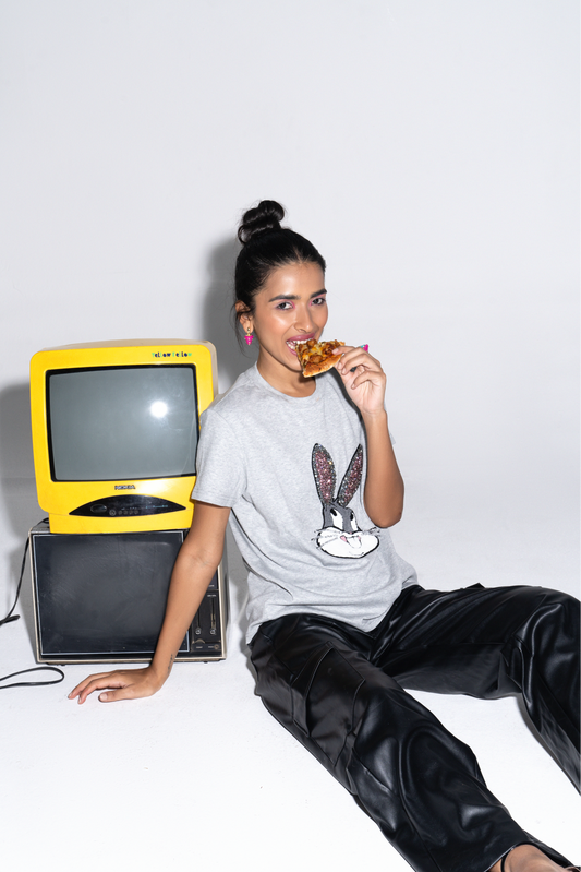 Sahi London “The Rabbit” Graphic Embroidered Women’s Cotton T-Shirt