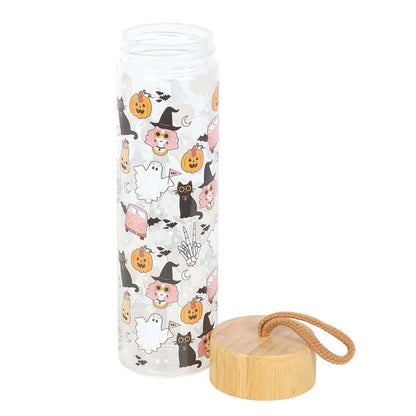 Gothic Gifts  Groovy Ghost Print Glass Water Bottle