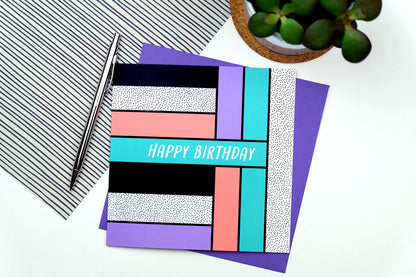 Pastel Mondrian Birthday Card