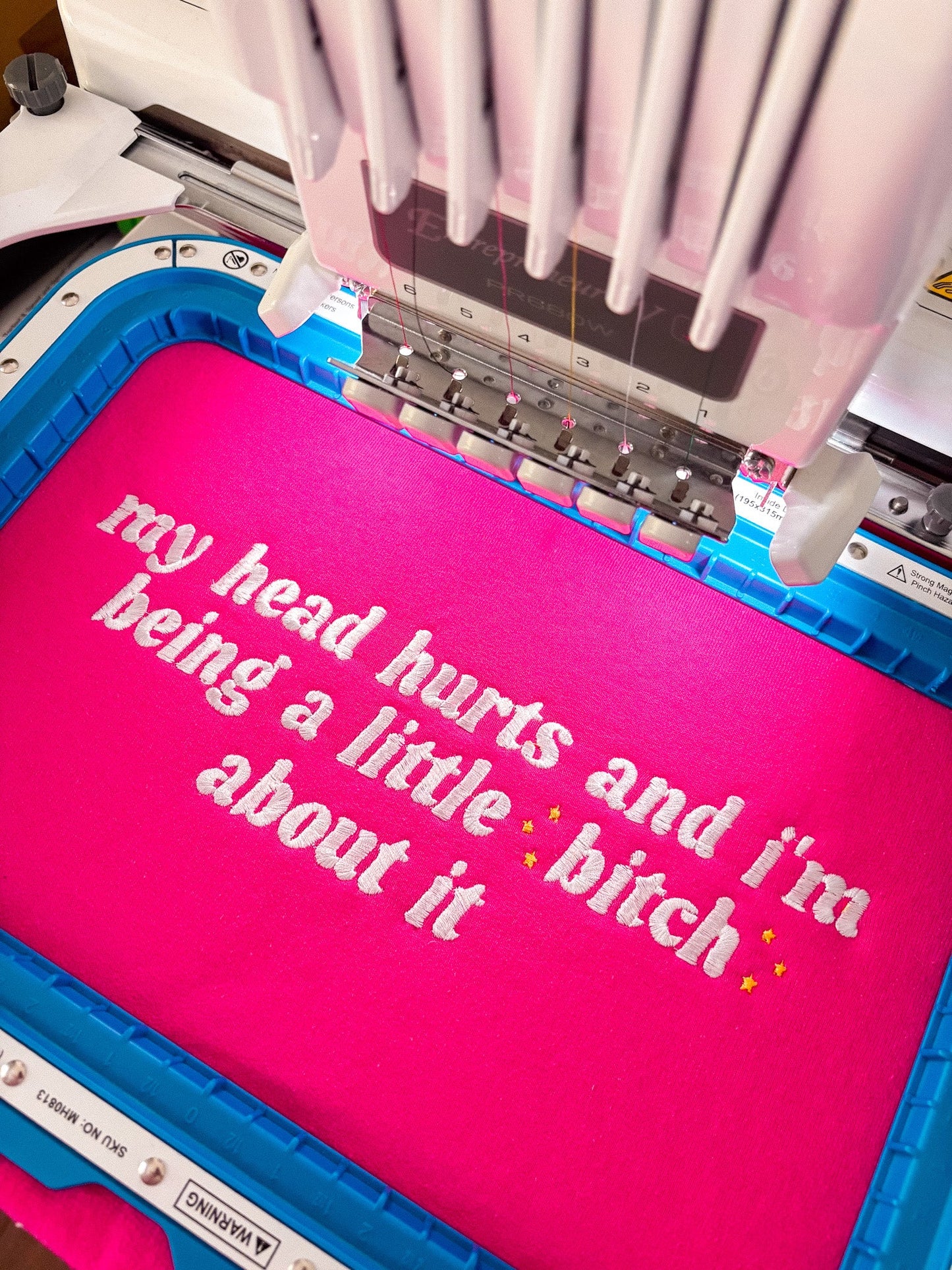 My Head Hurts And I’m Being A Little B About It embroidered sweatshirt