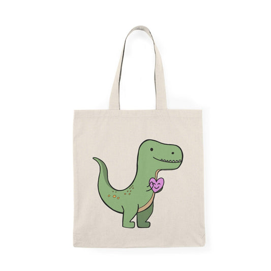T-Rex with a Heart Tote – Funny Dinosaur Cotton Bag