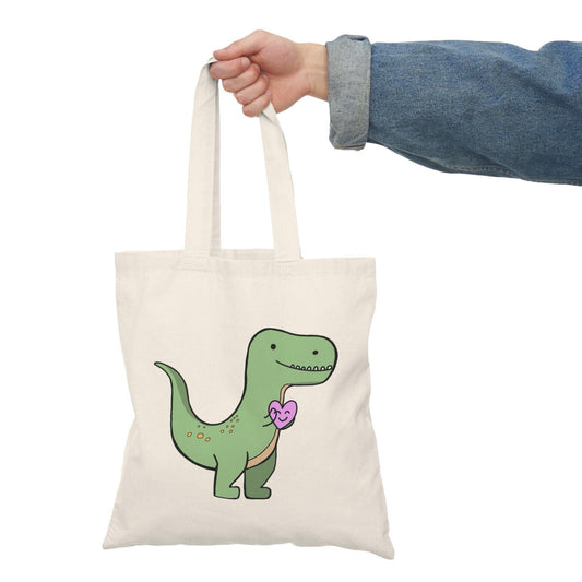 T-Rex with a Heart Tote – Funny Dinosaur Cotton Bag