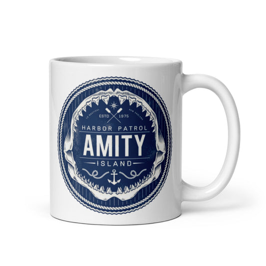 Jaws 1975 movie White glossy mug.