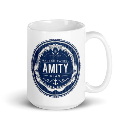 Jaws 1975 movie White glossy mug.