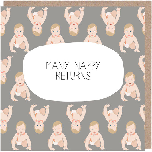Many Nappy Returns New Baby Card