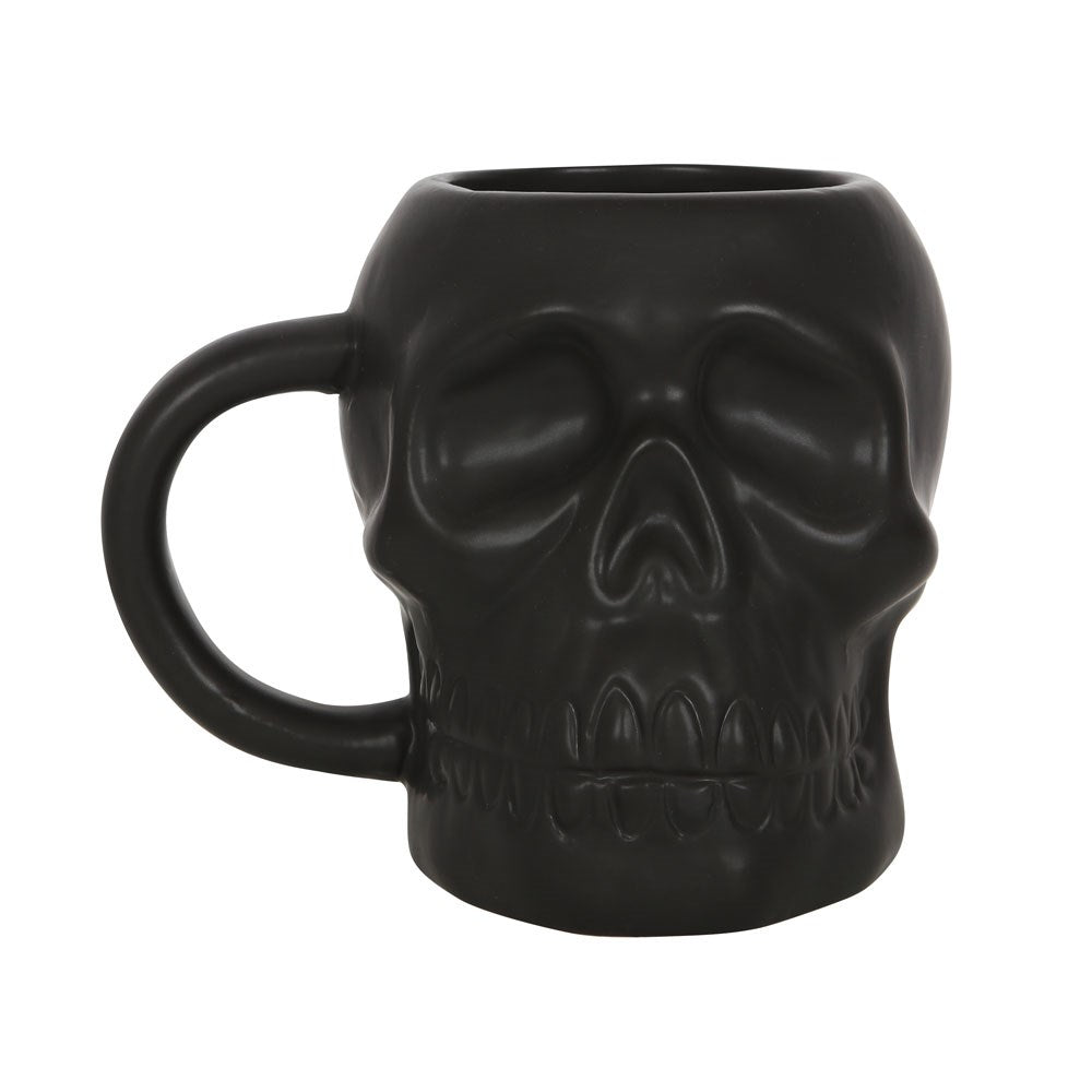 Gothic Gifts Matte Black Skull Shaped Mug