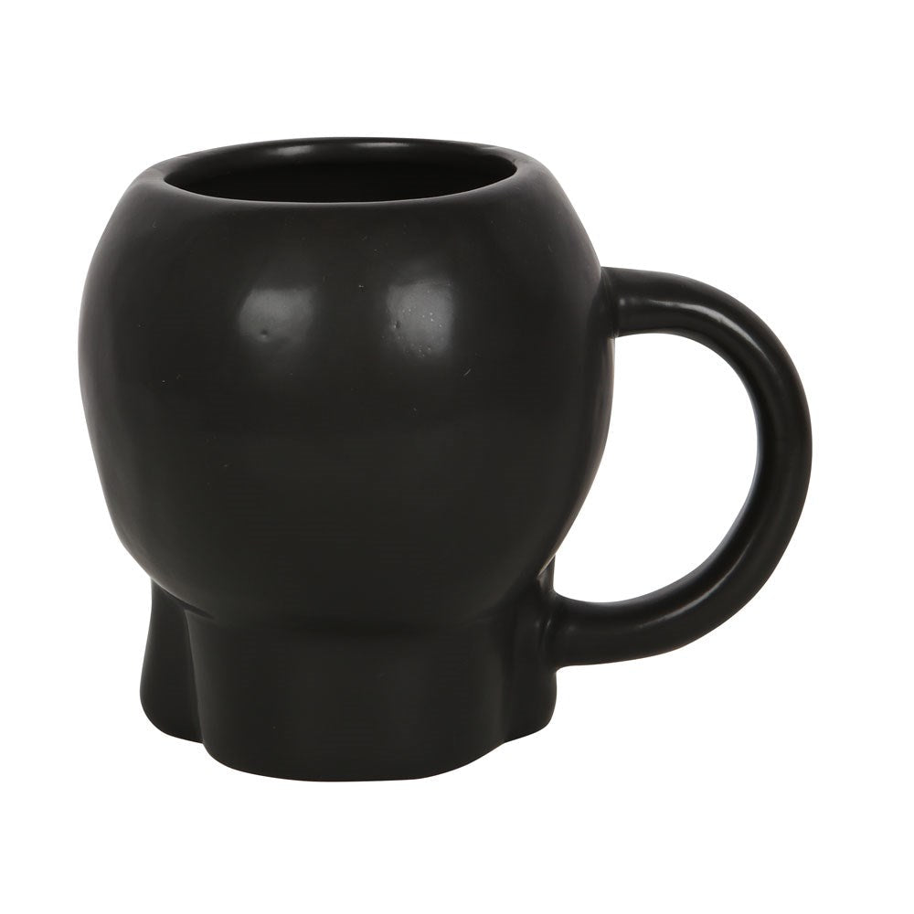 Gothic Gifts Matte Black Skull Shaped Mug