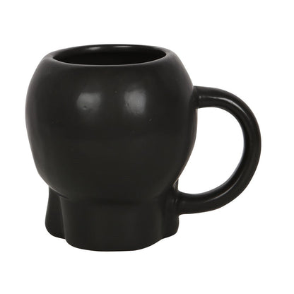 Gothic Gifts Matte Black Skull Shaped Mug
