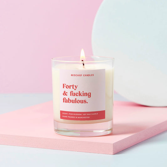 40th Birthday Gift Funny Candle Forty & Fabulous