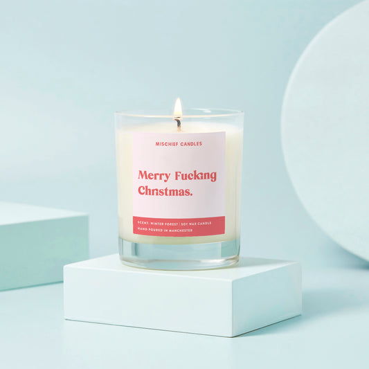 Funny Christmas Secret Santa Gift Candle Merry Fucking Christmas