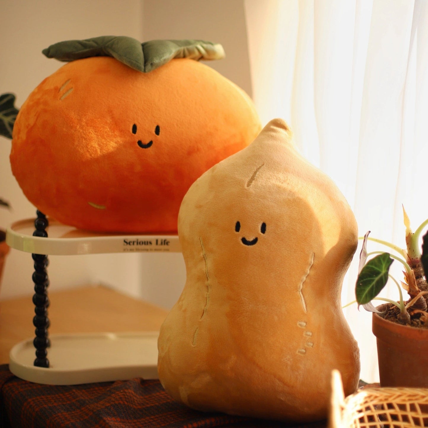 Daily White | Persimmon And Peanut Plush Pillow