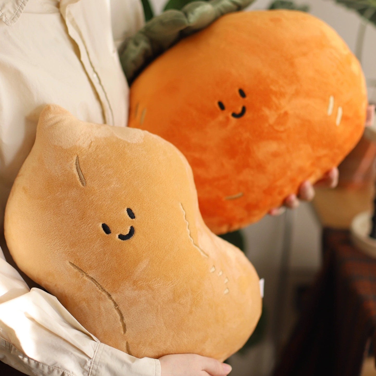 Daily White | Persimmon And Peanut Plush Pillow