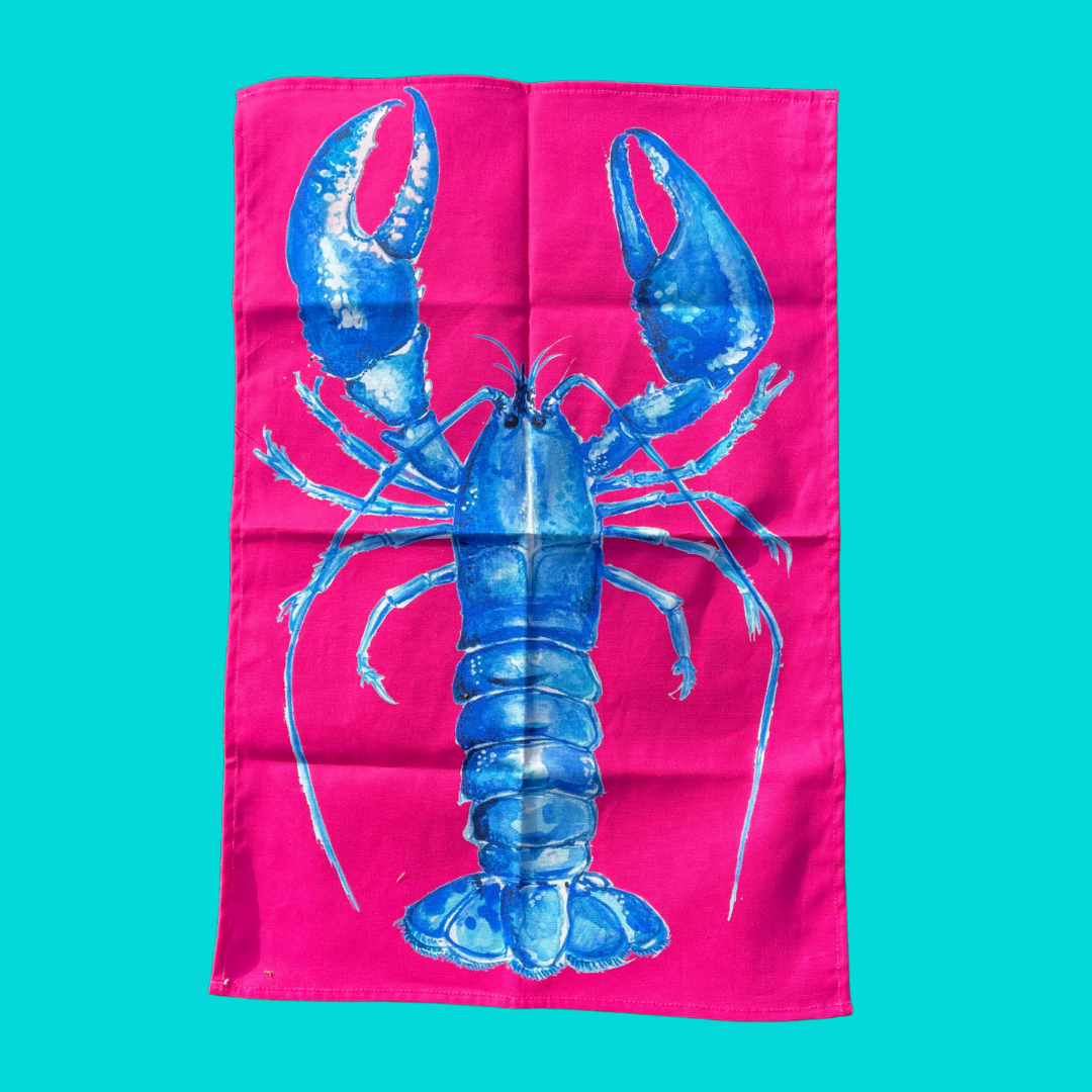 Tea towel -"Oh SO bright" - Lobster