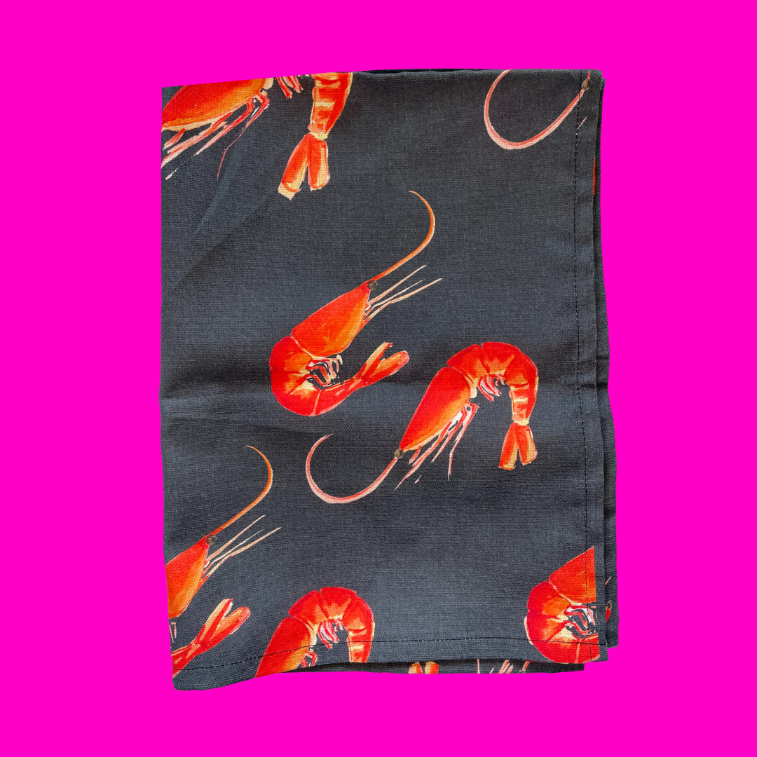 Tea towel "Oh SO bright"- Prawns