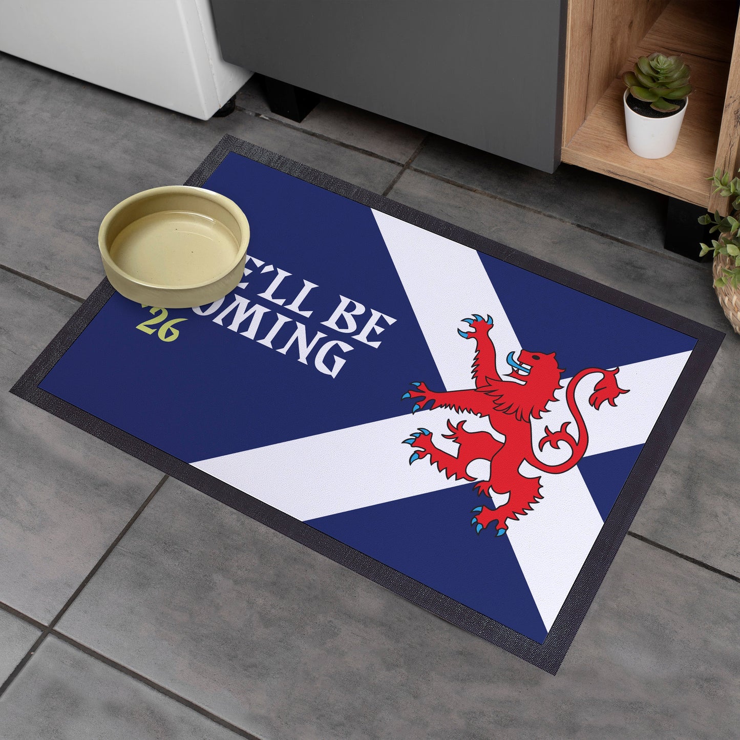 We'll Be Coming - Lion Rampant - WC26 - Door Mat - 60cm x 40cm