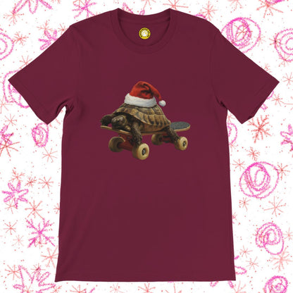 Festive Tortoise on a Skateboard Christmas T-shirt