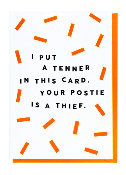 Your Postie Is A Thief Birthday Card