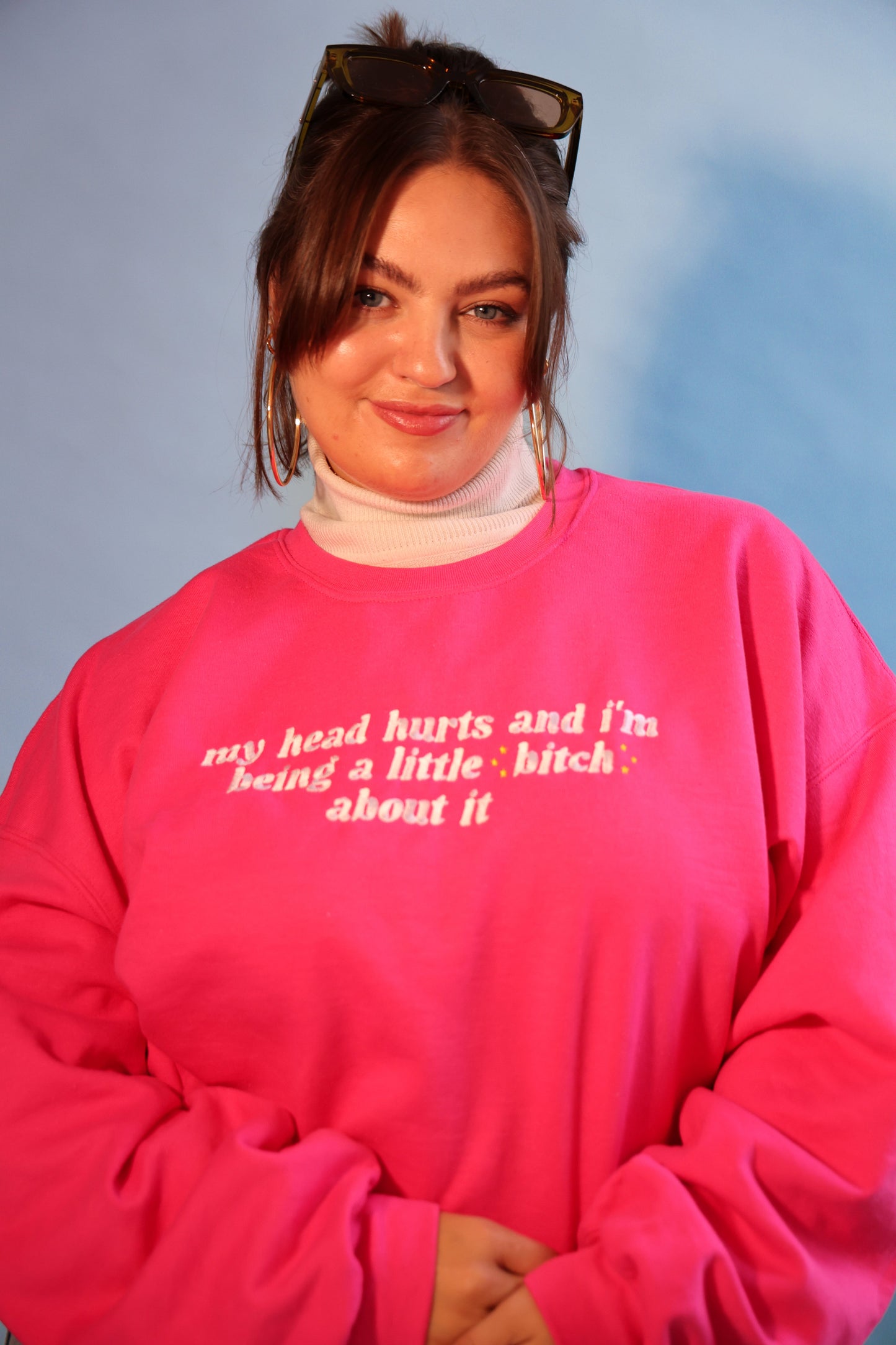 My Head Hurts And I’m Being A Little B About It embroidered sweatshirt