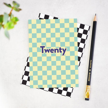 Twenty Checkerboard 20th Birthday Card