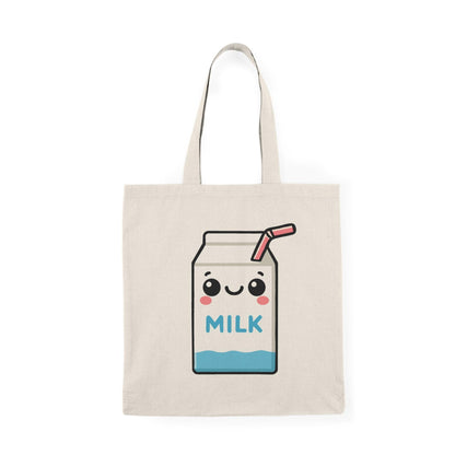 Cartoon Milk Carton Tote – Nostalgic Pastel Eco Shopper