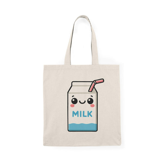 Cartoon Milk Carton Tote – Nostalgic Pastel Eco Shopper