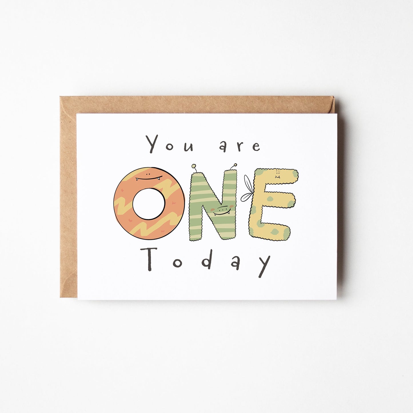You Are One Today – 1st Birthday Monster Card